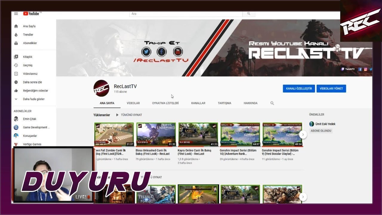 RecLast Duyuru [Yeni Kanal ve Konseptler Hakkında Bilgilendirme]