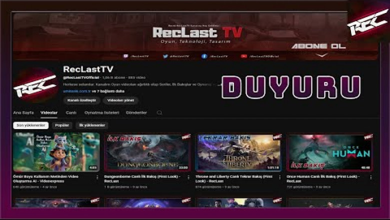 RecLast Duyuru - Neler Yapıyoruz, Kanalda Neler Olacak?